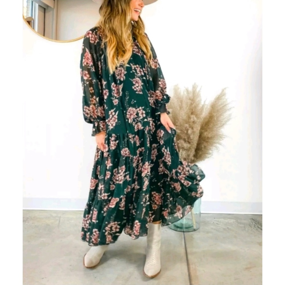 Free People Feeling Groovy dress in forest combo